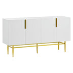 White 4-Door Sideboard with Gold Handles - 60 Inch