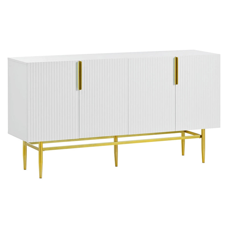 White 4-Door Sideboard with Gold Handles - 60 Inch