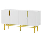 White 4-Door Sideboard with Gold Handles - 60 Inch