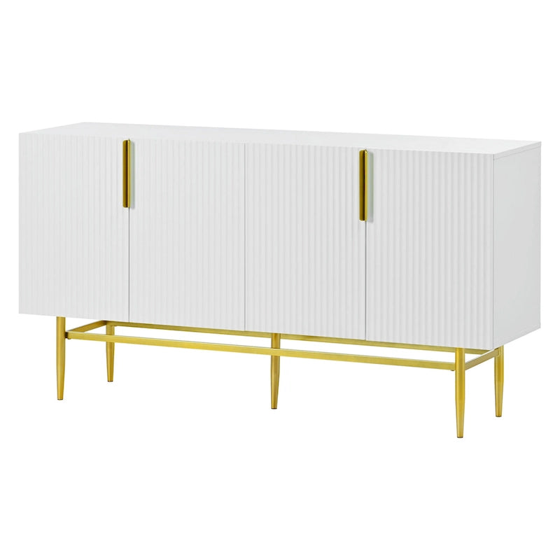 White 4-Door Sideboard with Gold Handles - 60 Inch