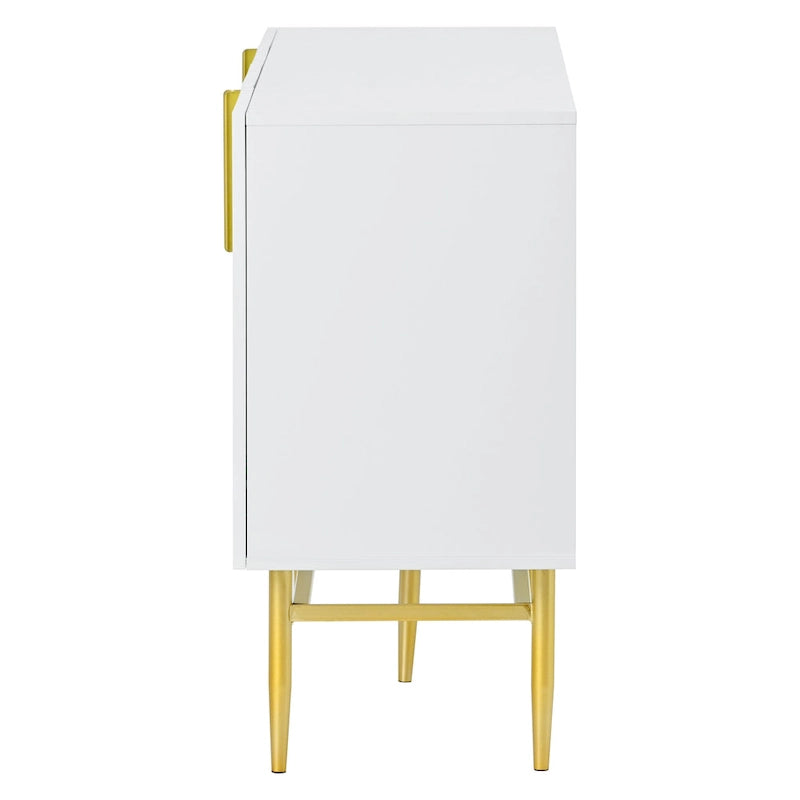 White 4-Door Sideboard with Gold Handles - 60 Inch