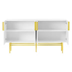 White 4-Door Sideboard with Gold Handles - 60 Inch