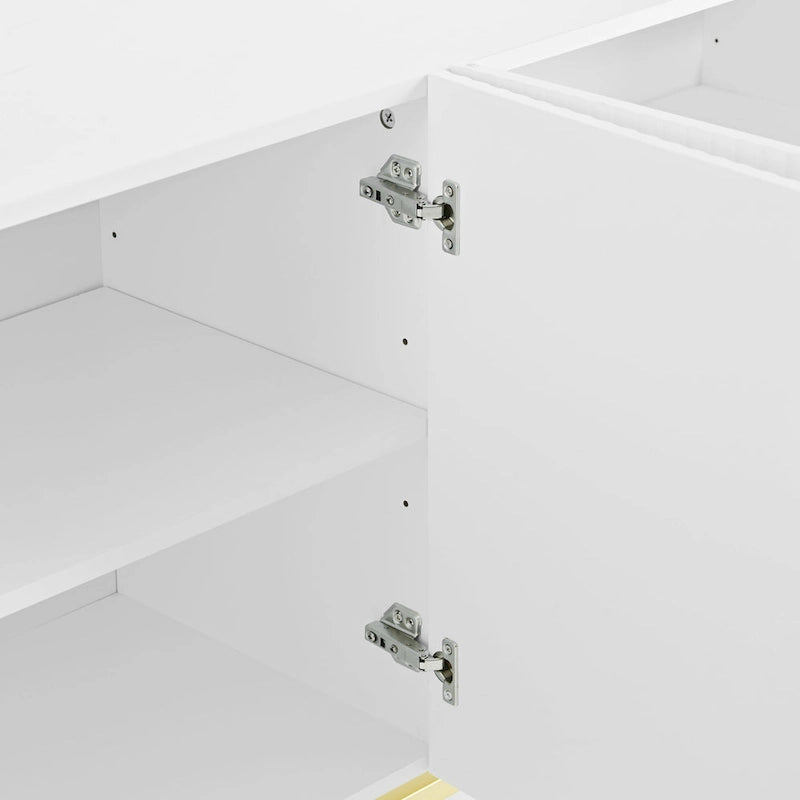 White 4-Door Sideboard with Gold Handles - 60 Inch