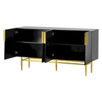 White 4-Door Sideboard with Gold Handles - 60 Inch
