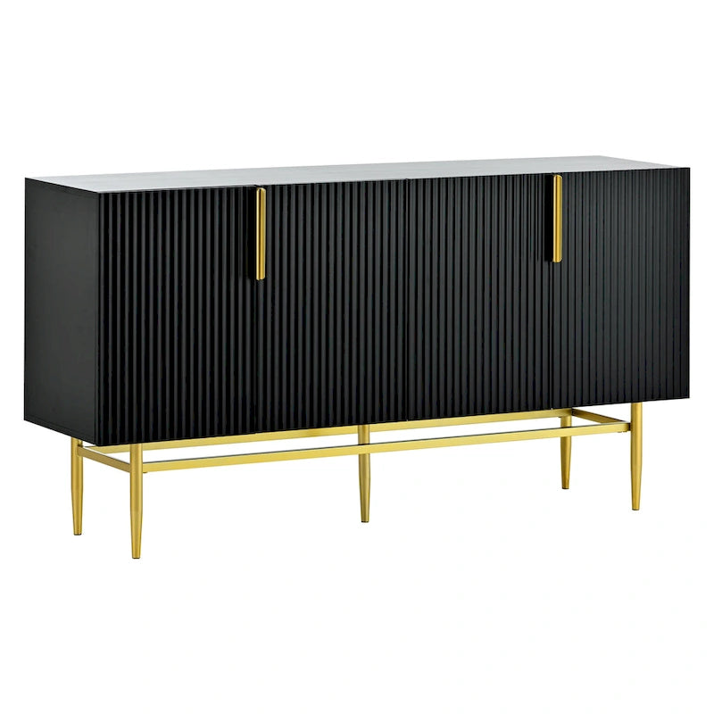 White 4-Door Sideboard with Gold Handles - 60 Inch
