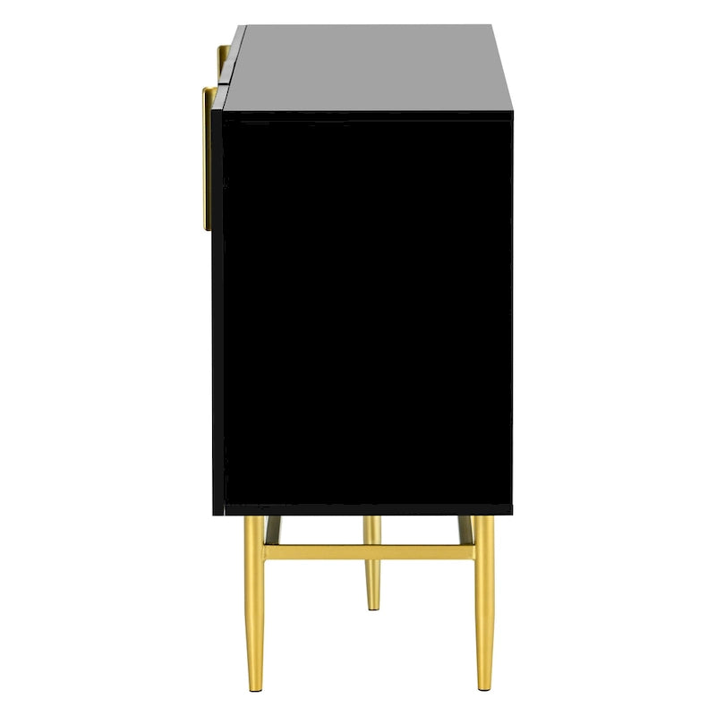 White 4-Door Sideboard with Gold Handles - 60 Inch