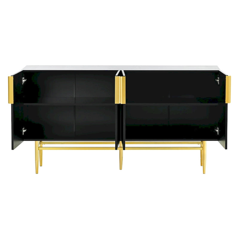 White 4-Door Sideboard with Gold Handles - 60 Inch