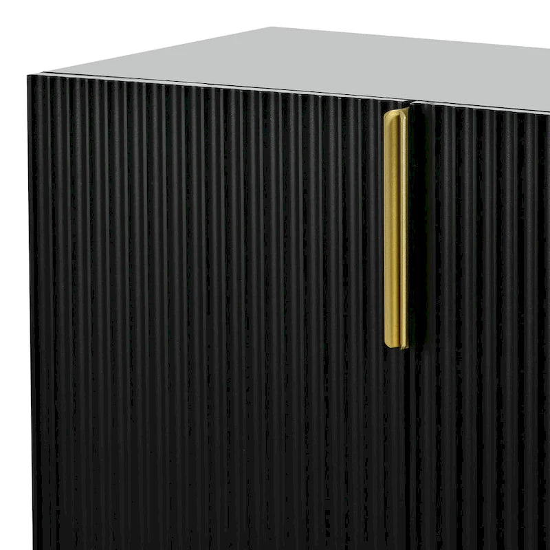 White 4-Door Sideboard with Gold Handles - 60 Inch
