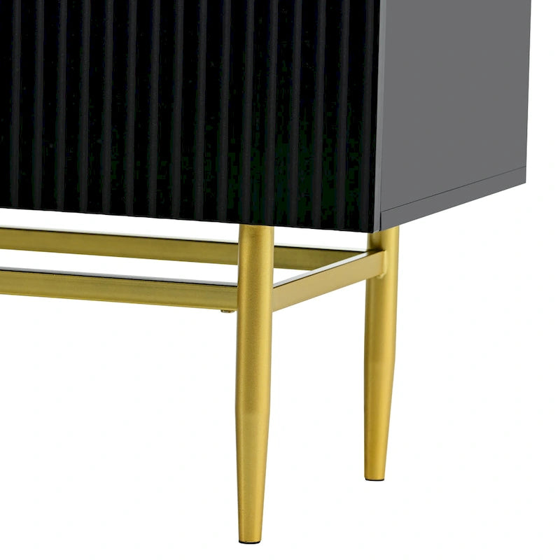 White 4-Door Sideboard with Gold Handles - 60 Inch