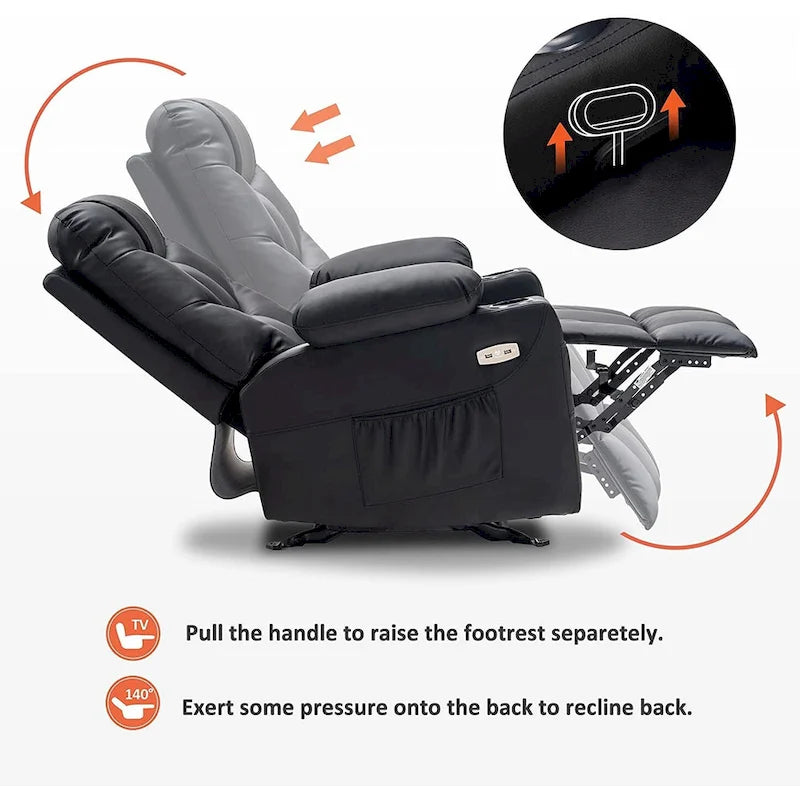 MCombo Manual Glider Rocker Recliner Chair with USB Ports, Faux Leather 8002