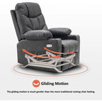 MCombo Manual Glider Rocker Recliner Chair with USB Ports, Faux Leather 8002