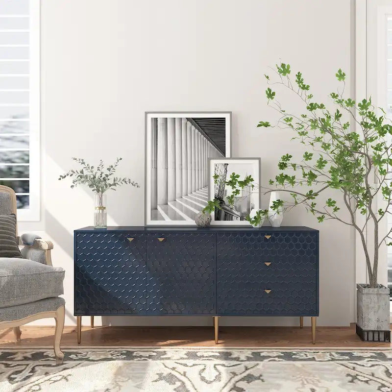 Mobile TV/credenza a 2 ante con gambe dorate