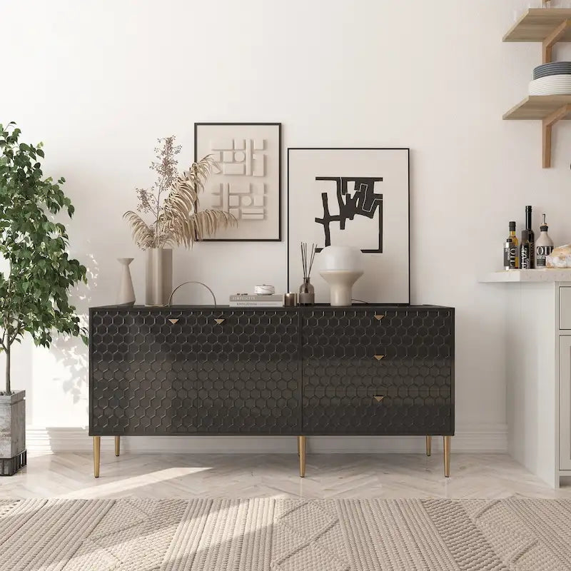 Mobile TV/credenza a 2 ante con gambe dorate