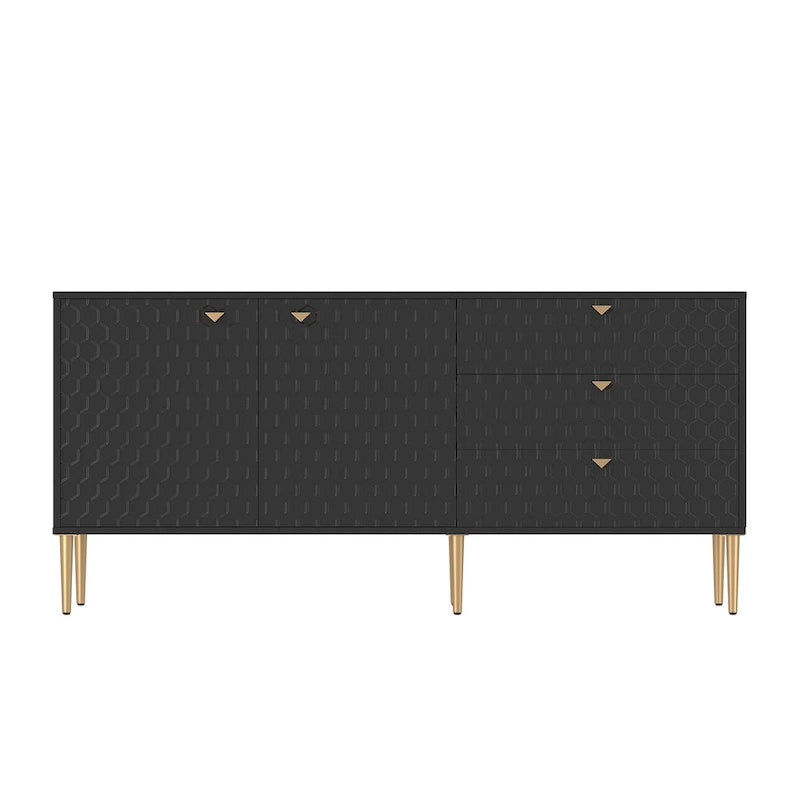 Mobile TV/credenza a 2 ante con gambe dorate