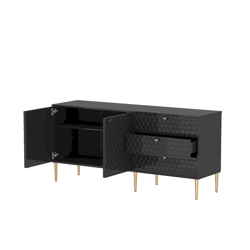 Mobile TV/credenza a 2 ante con gambe dorate