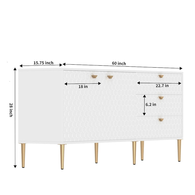 Mobile TV/credenza a 2 ante con gambe dorate