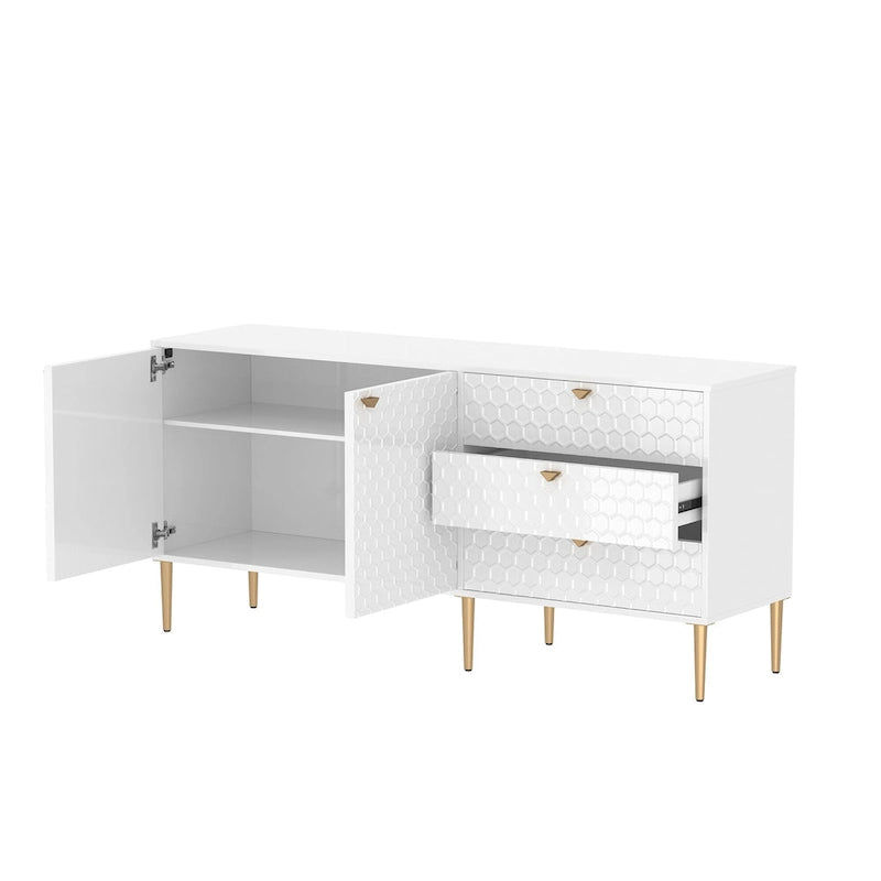 Mobile TV/credenza a 2 ante con gambe dorate