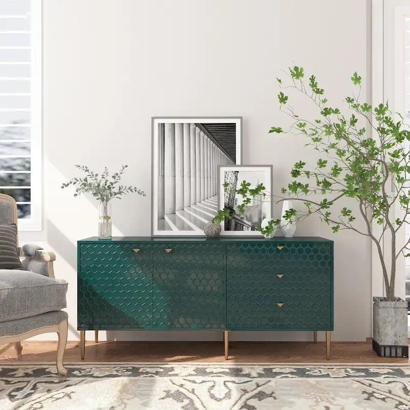 Mobile TV/credenza a 2 ante con gambe dorate