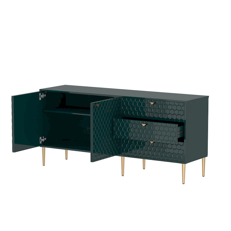 Mobile TV/credenza a 2 ante con gambe dorate
