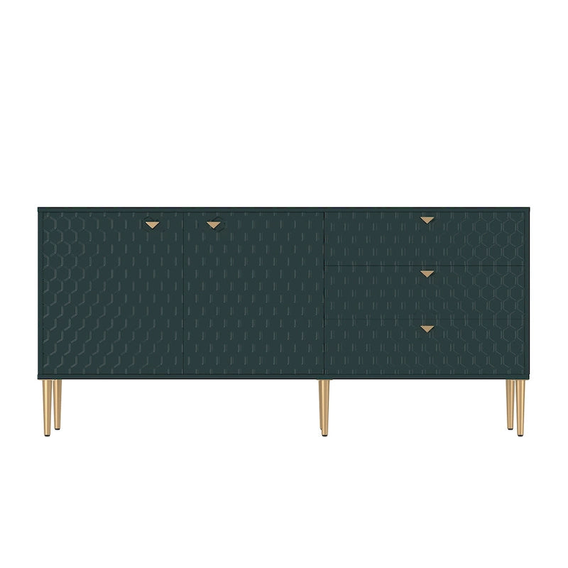 Mobile TV/credenza a 2 ante con gambe dorate