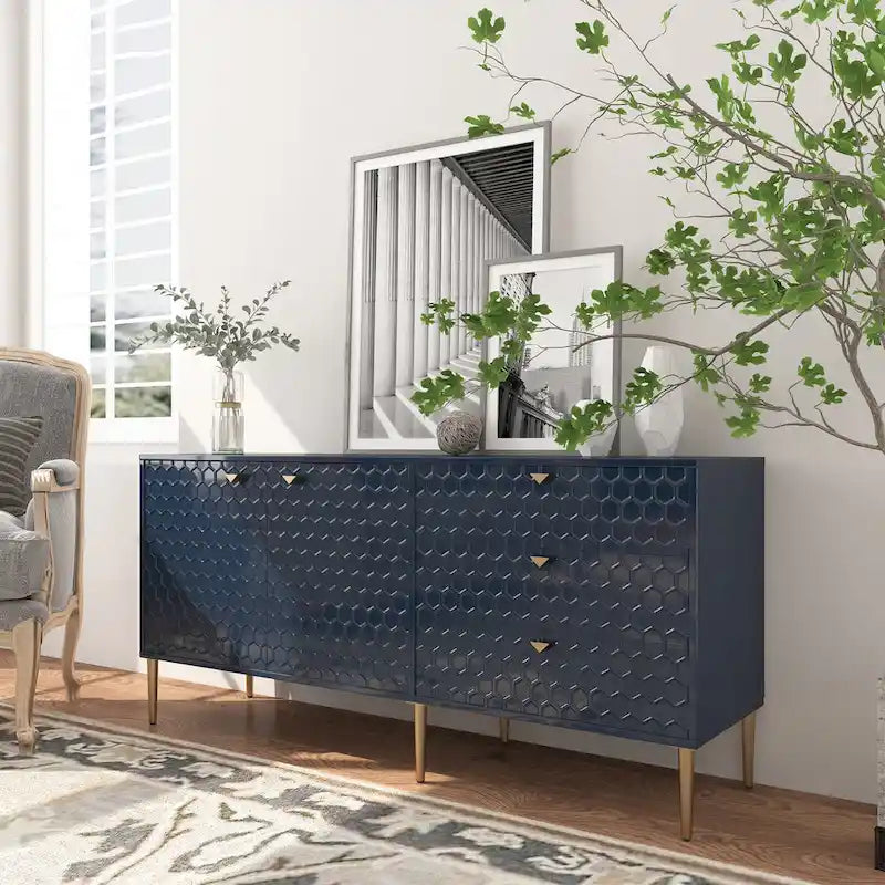 Mobile TV/credenza a 2 ante con gambe dorate