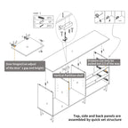 Mobile TV/credenza a 2 ante con gambe dorate