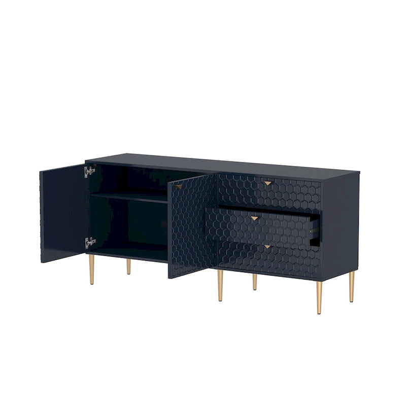 Mobile TV/credenza a 2 ante con gambe dorate