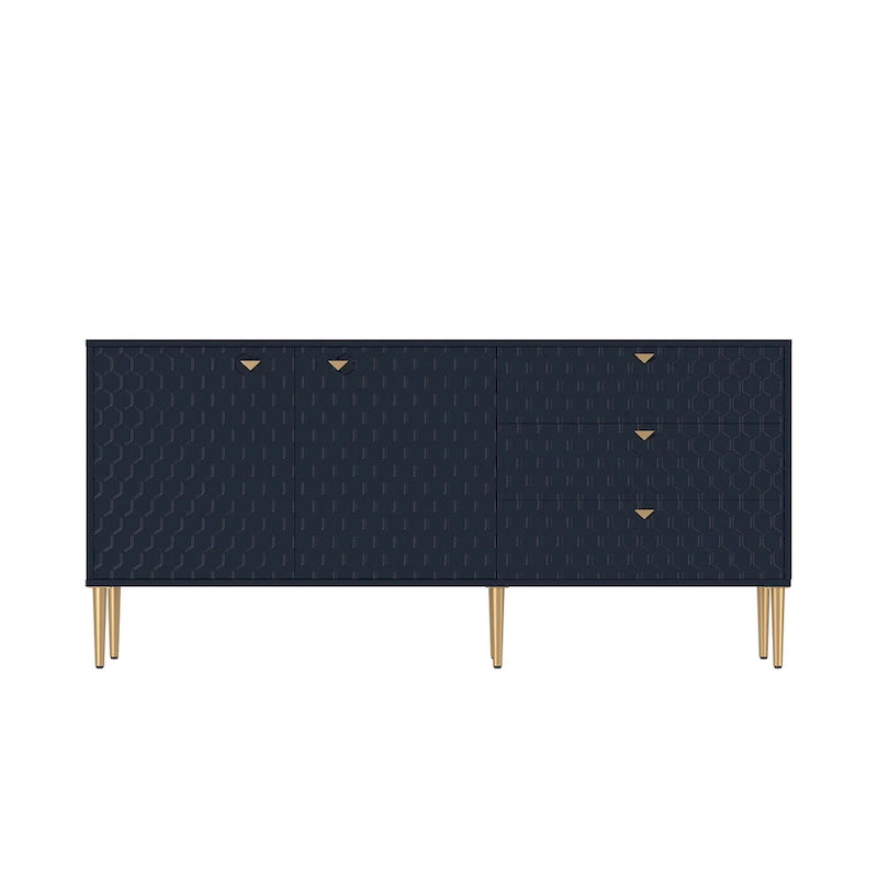 Mobile TV/credenza a 2 ante con gambe dorate