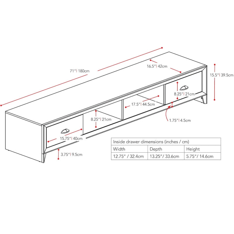Lakewood Extra Wide Low Profile TV Stand, for TVs up to 85