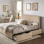 Testiera in Lino "Arlert Nailhead" con Piattaforma Contenitore di iNSPIRE Q Classic