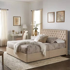 Testiera in Lino "Arlert Nailhead" con Piattaforma Contenitore di iNSPIRE Q Classic