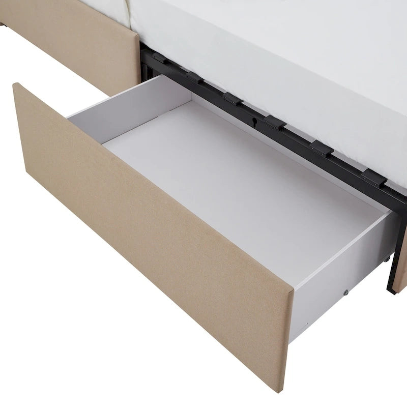 Testiera in Lino "Arlert Nailhead" con Piattaforma Contenitore di iNSPIRE Q Classic