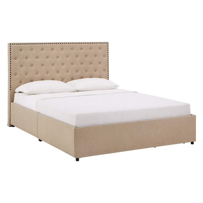 Testiera in Lino "Arlert Nailhead" con Piattaforma Contenitore di iNSPIRE Q Classic
