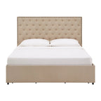 Testiera in Lino "Arlert Nailhead" con Piattaforma Contenitore di iNSPIRE Q Classic