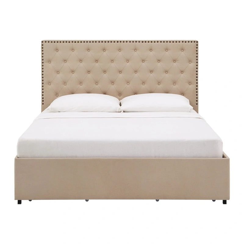 Testiera in Lino "Arlert Nailhead" con Piattaforma Contenitore di iNSPIRE Q Classic