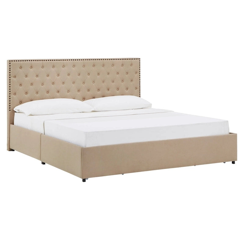 Testiera in Lino "Arlert Nailhead" con Piattaforma Contenitore di iNSPIRE Q Classic