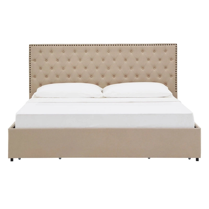Testiera in Lino "Arlert Nailhead" con Piattaforma Contenitore di iNSPIRE Q Classic