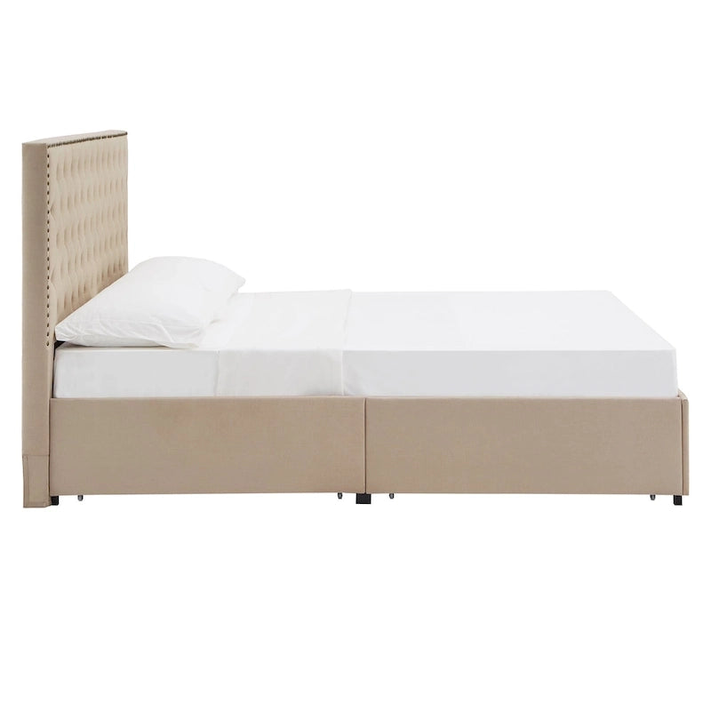 Testiera in Lino "Arlert Nailhead" con Piattaforma Contenitore di iNSPIRE Q Classic