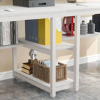 Two Person Desk with Bookshelf, 78.7 Computer Office Double Desk for Two Person