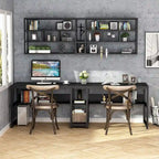 Two Person Desk with Bookshelf, 78.7 Computer Office Double Desk for Two Person