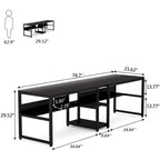 Two Person Desk with Bookshelf, 78.7 Computer Office Double Desk for Two Person