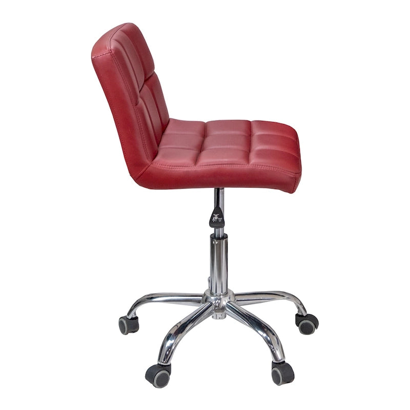 TOTO Home Office Button-Tufted Desk Chair, Armless Thick Cushion, Adjustable Height 19-25, Modern Red - N/A