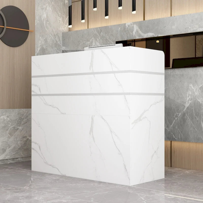 Kerrogee 47.2L Reception Counter Desk with Lockable Drawers Table
