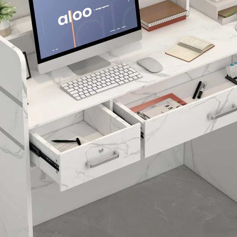 Kerrogee 47.2L Reception Counter Desk with Lockable Drawers Table