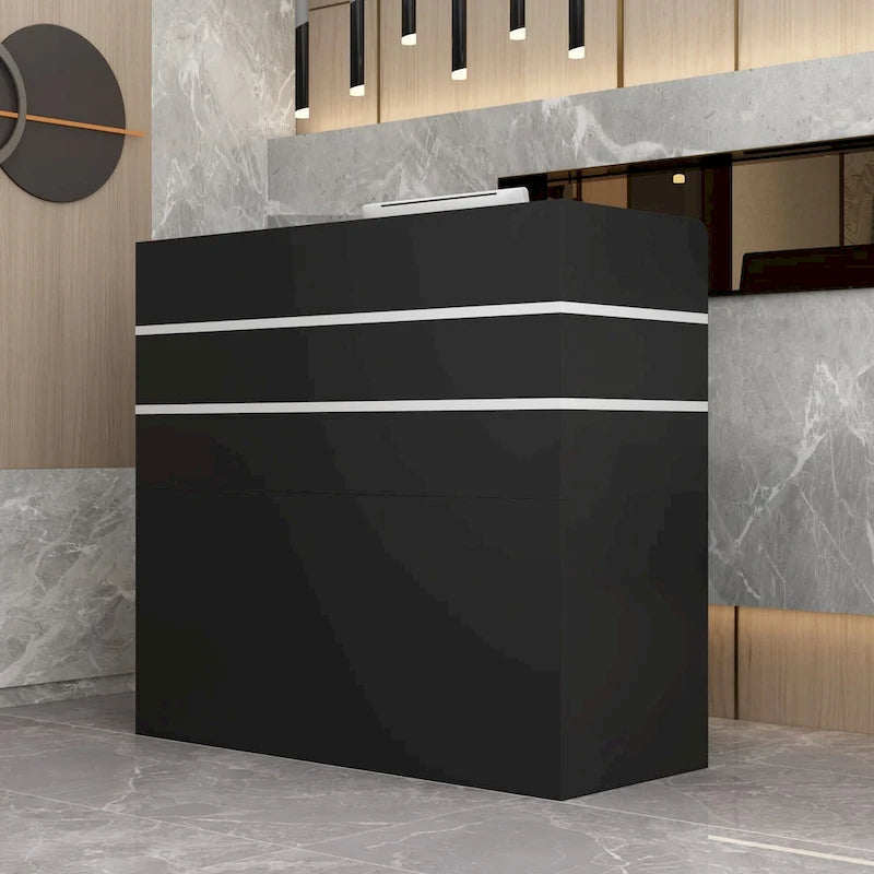Kerrogee 47.2L Reception Counter Desk with Lockable Drawers Table