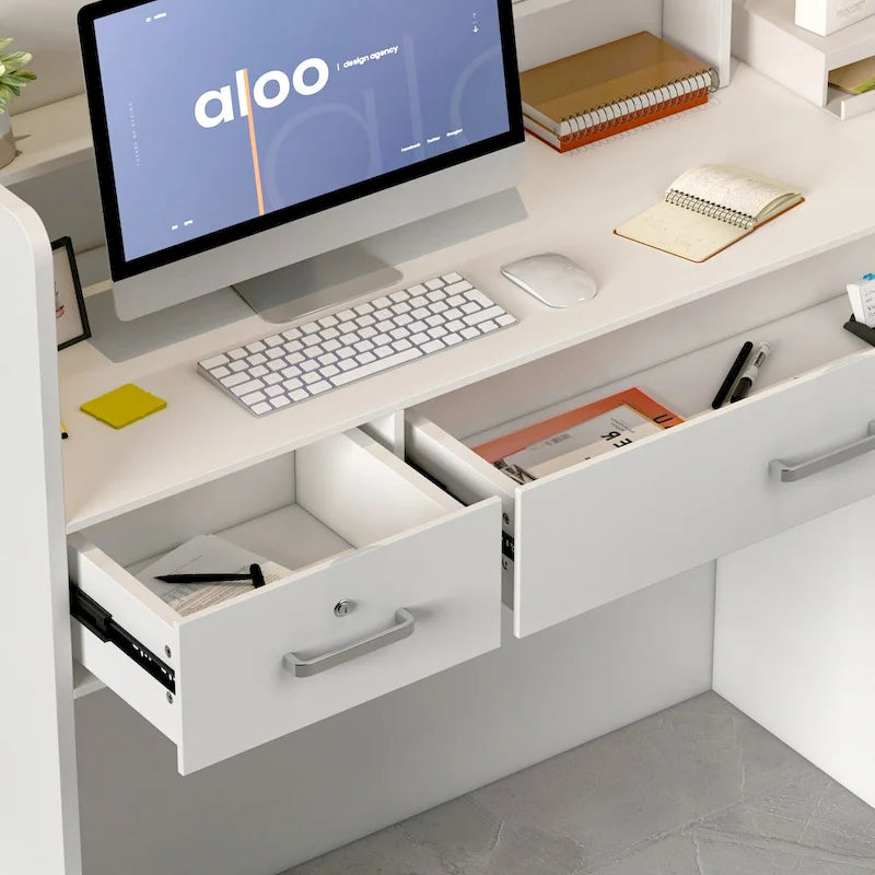 Kerrogee 47.2L Reception Counter Desk with Lockable Drawers Table