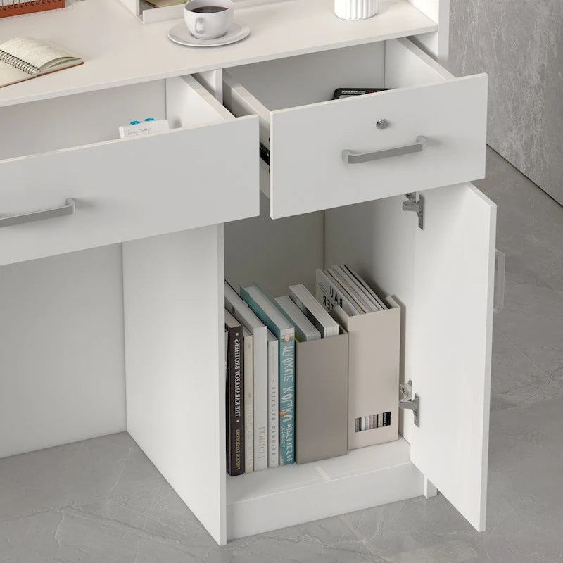 Kerrogee 47.2L Reception Counter Desk with Lockable Drawers Table
