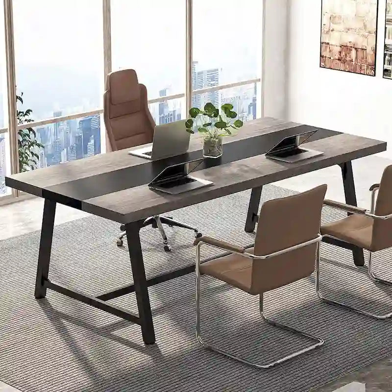 Tavolo da conferenza rettangolare da 180 cm, tavolo riunioni da 180 cm per 6-8 persone