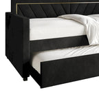 CraftPorch Glam Velvet Upholstered Twin Size Daybed with Trundle