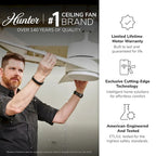 Hunter 72 Downtown Windmill Outdoor Ceiling Fan & Wall Control - Damp Rated - Industrial, Modern - ENERGY STAR!